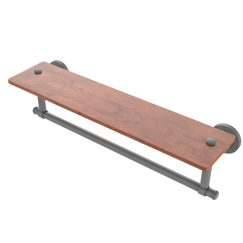 Allied Brass Washington Square Collection 22 Inch Solid IPE Ironwood Shelf with Integrated Towel Bar WS-1TB-22-IRW-GYM