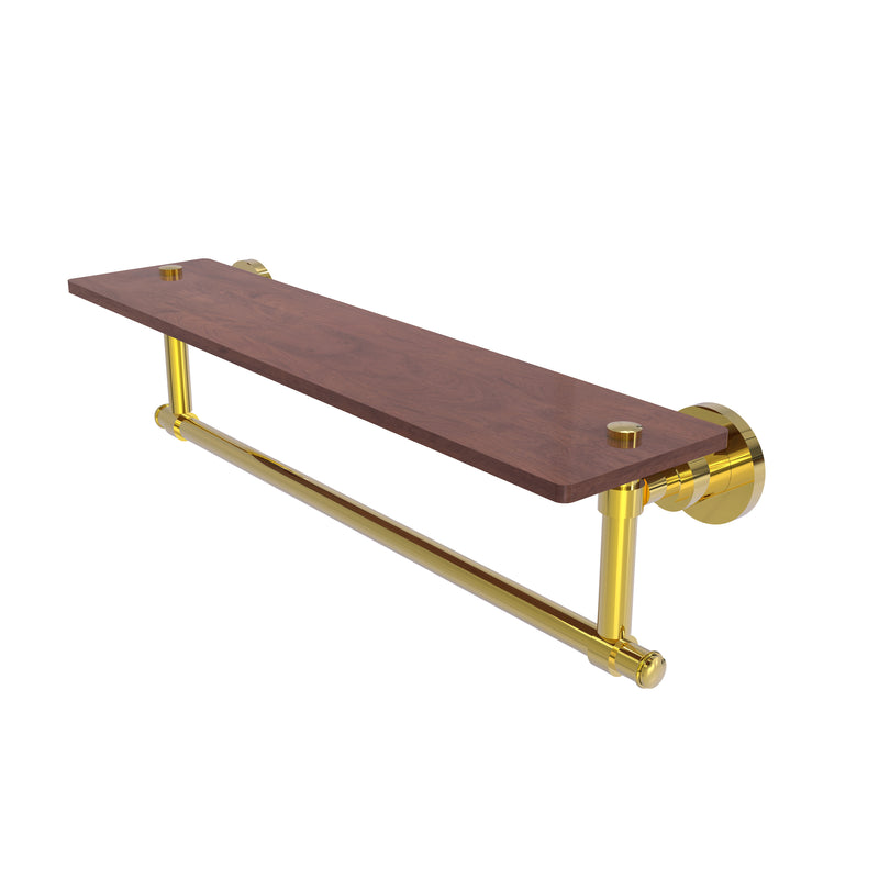 Allied Brass Washington Square Collection 22 Inch Solid IPE Ironwood Shelf with Integrated Towel Bar WS-1TB-22-IRW-PB