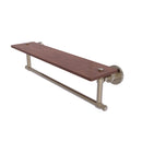 Allied Brass Washington Square Collection 22 Inch Solid IPE Ironwood Shelf with Integrated Towel Bar WS-1TB-22-IRW-PEW