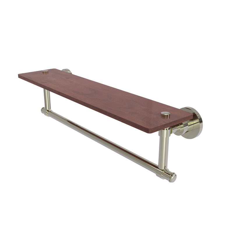 Allied Brass Washington Square Collection 22 Inch Solid IPE Ironwood Shelf with Integrated Towel Bar WS-1TB-22-IRW-PNI