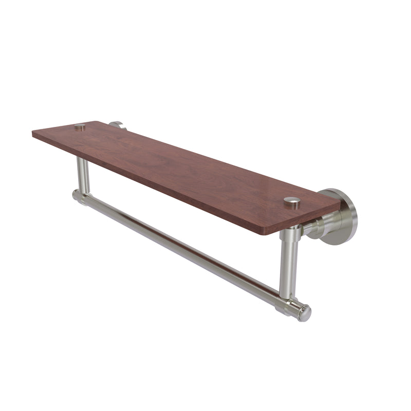 Allied Brass Washington Square Collection 22 Inch Solid IPE Ironwood Shelf with Integrated Towel Bar WS-1TB-22-IRW-SN