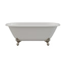 Cambridge Plumbing Cast Iron Double Ended Clawfoot Tub 60"x30" No Faucet Drilling BN Feet