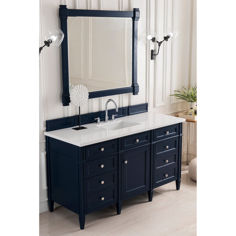 James Martin Brittany 60" Victory Blue Single Vanity with 3 cm Classic White Quartz Top 650-V60S-VBL-3CLW