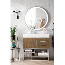 James Martin Columbia 36" Single Vanity Latte Oak with Glossy White Composite Top 388-V36-LTO-BN-GW