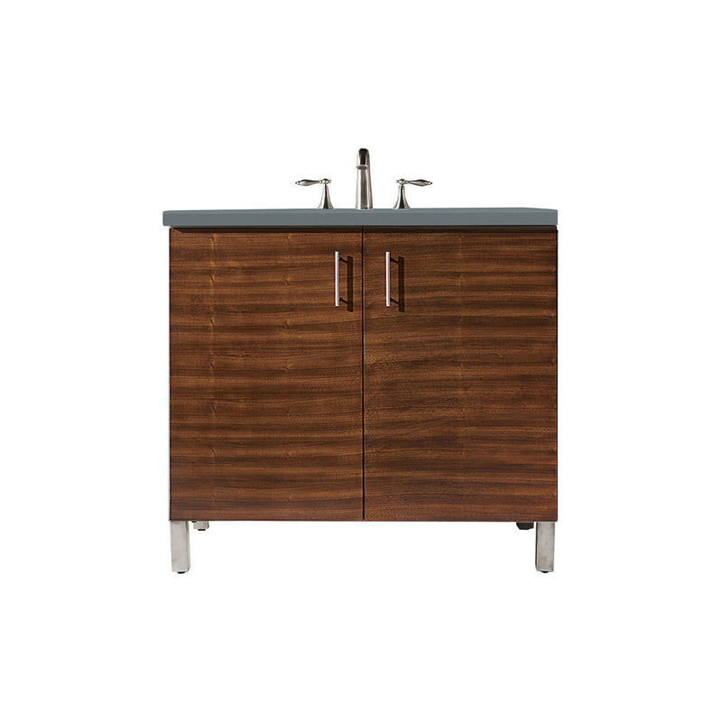 James Martin Metropolitan 36" Single Vanity American Walnut with 3 cm Cala Blue Quartz Top 850-V36-AWT-3CBL