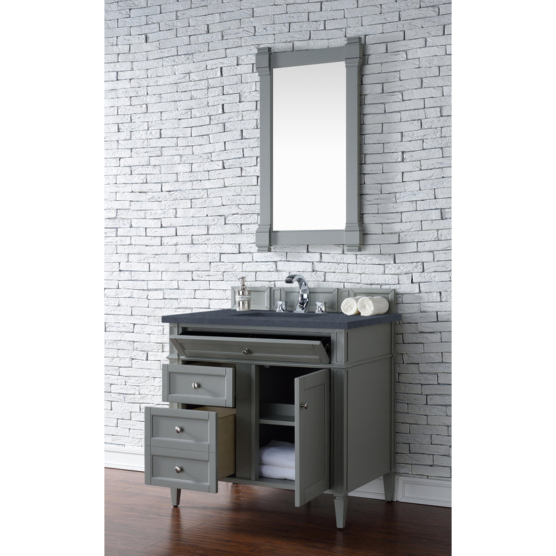 James Martin Brittany 36" Urban Gray Single Vanity with 3 cm Charcoal Soapstone Quartz Top 650-V36-UGR-3CSP