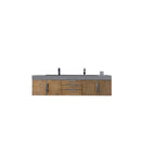 James Martin Mercer Island 72" Double Vanity Latte Oak with Dusk Grey Glossy Composite Top 389-V72D-LTO-A-DGG