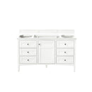 James Martin Palisades 60" Single Vanity Bright White with 3 cm Gray Expo Quartz Top 527-V60S-BW-3GEX