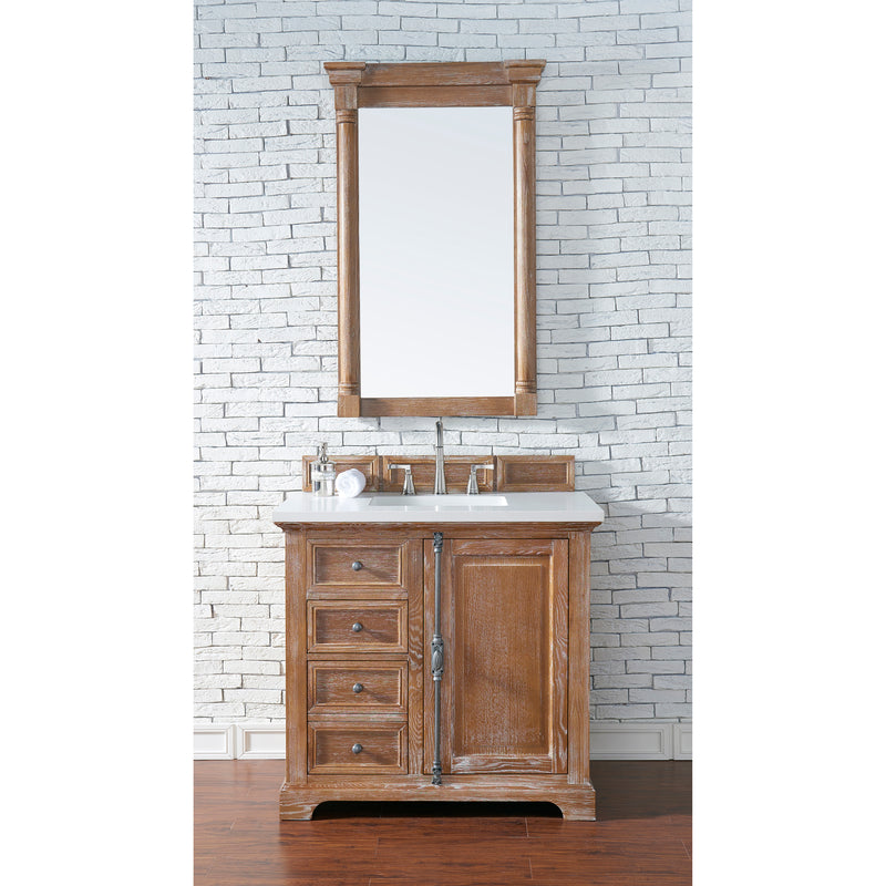 James Martin Providence 36" Single Vanity Cabinet Driftwood with 3 cm Classic White Quartz Top 238-105-5511-3CLW