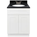 White Bathroom Vanity 24", Absolute Black Granite Top, Faucet LB3B AB254-24AW-3B