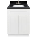 White Bathroom Vanity 24", Absolute Black Granite Top, Faucet LB5B AB254-24AW-5B