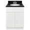 White Bathroom Vanity 24", Absolute Black Granite Top, Faucet LB5B AB254-24AW-5B