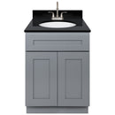 Cherry Bathroom Vanity 24", Absolute Black Granite Top, Faucet LB6B AB254-24CG-6B