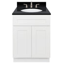 White Bathroom Vanity 24", Absolute Black Granite Top, Faucet LB4B AB258-24AW-4B