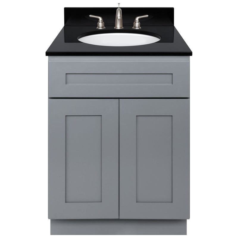 Cherry Bathroom Vanity 24", Absolute Black Granite Top, Faucet LB4B AB258-24CG-4B