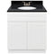 White Bathroom Vanity 30", Absolute Black Granite Top, Faucet LB3B AB314-30AW-3B