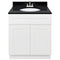 White Bathroom Vanity 30", Absolute Black Granite Top, Faucet LB5B AB314-30AW-5B