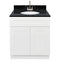 White Bathroom Vanity 30", Absolute Black Granite Top, Faucet LB6B AB314-30AW-6B