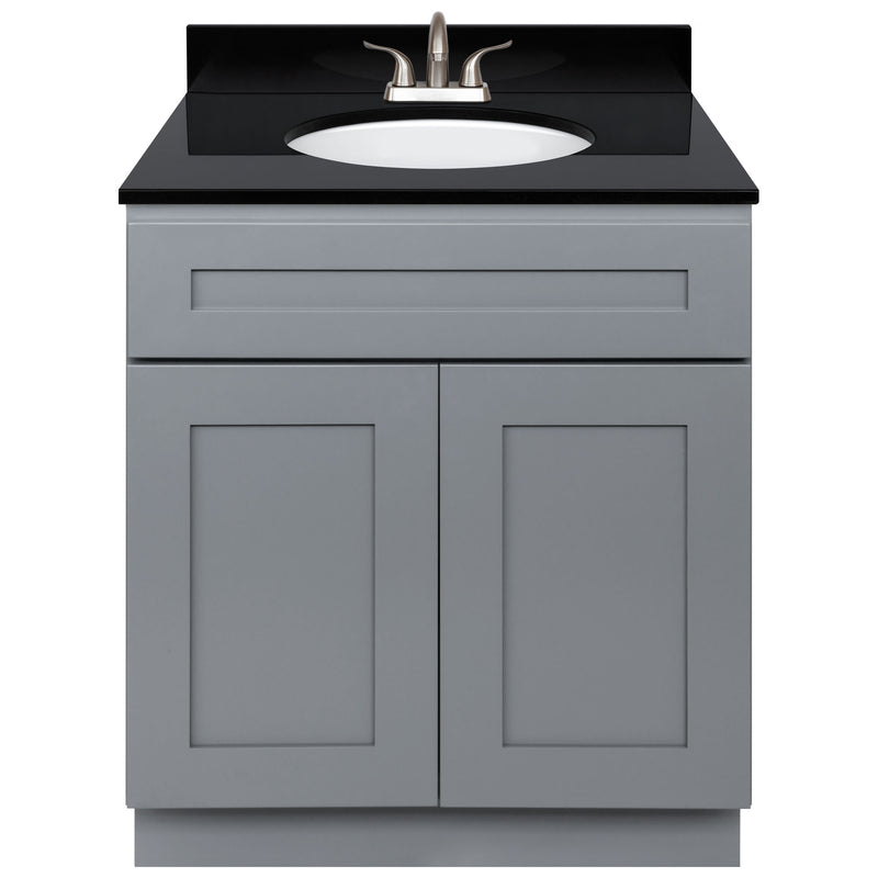 Cherry Bathroom Vanity 30", Absolute Black Granite Top, Faucet LB5B AB314-30CG-5B