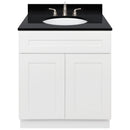 White Bathroom Vanity 30", Absolute Black Granite Top, Faucet LB4B AB318-30AW-4B