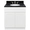 White Bathroom Vanity 30", Absolute Black Granite Top, Faucet LB4B AB318-30AW-4B