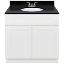 White Bathroom Vanity 36", Absolute Black Granite Top, Faucet LB3B AB374-36AW-3B