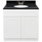 White Bathroom Vanity 36", Absolute Black Granite Top, Faucet LB3B AB374-36AW-3B