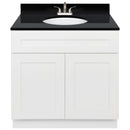 White Bathroom Vanity 36", Absolute Black Granite Top, Faucet LB5B AB374-36AW-5B