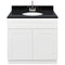 White Bathroom Vanity 36", Absolute Black Granite Top, Faucet LB6B AB374-36AW-6B