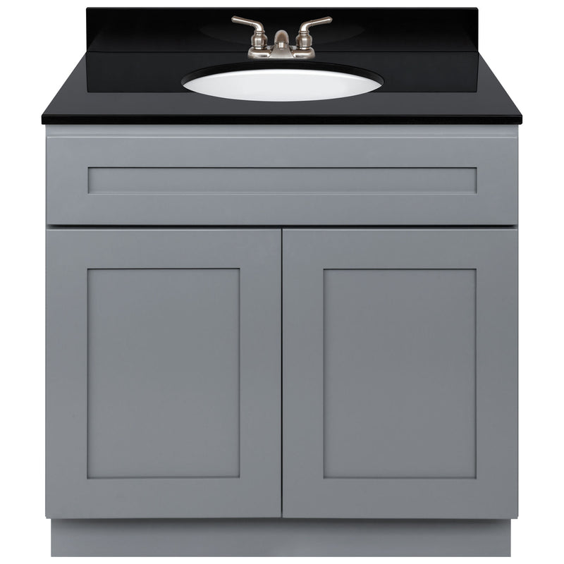 Cherry Bathroom Vanity 36", Absolute Black Granite Top, Faucet LB3B AB374-36CG-3B