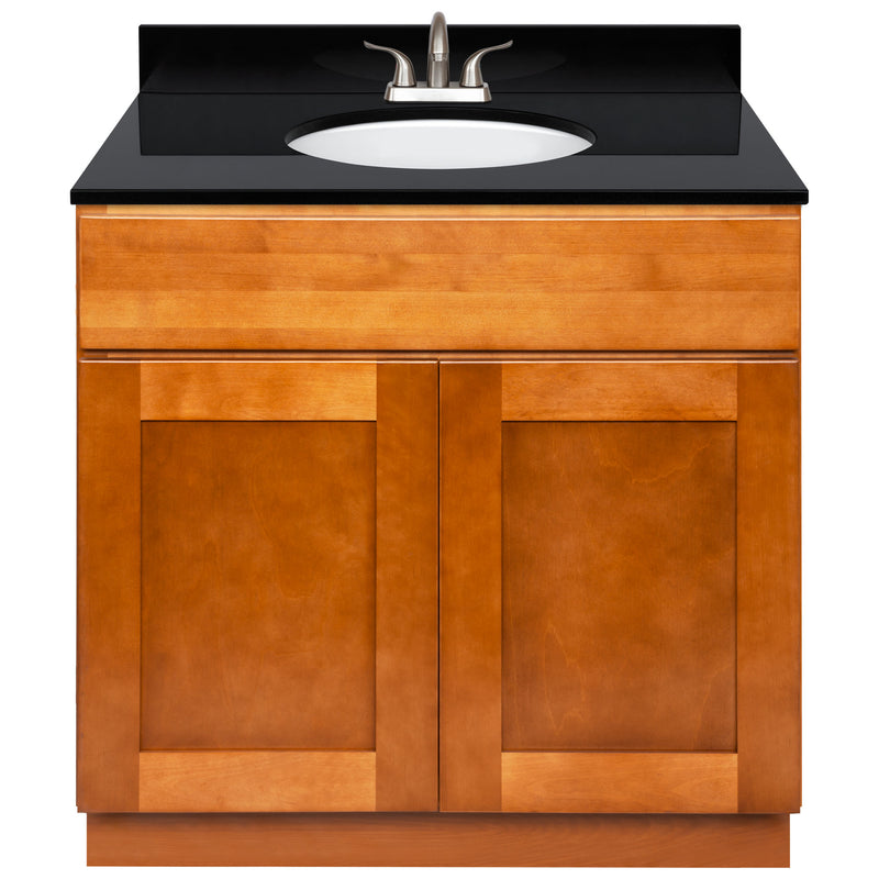 Brown Bathroom Vanity 36", Absolute Black Granite Top, Faucet LB5B AB374-36NP-5B