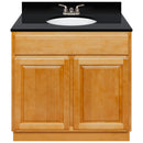 Brown Bathroom Vanity 36", Absolute Black Granite Top, Faucet LB3B AB374-36RC-3B