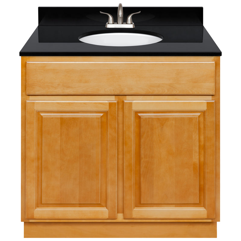 Brown Bathroom Vanity 36", Absolute Black Granite Top, Faucet LB5B AB374-36RC-5B