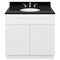 White Bathroom Vanity 36", Absolute Black Granite Top, Faucet LB4B AB378-36AW-4B