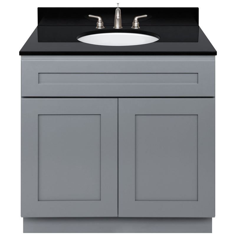 Cherry Bathroom Vanity 36", Absolute Black Granite Top, Faucet LB4B AB378-36CG-4B