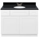 White Bathroom Vanity 42", Absolute Black Granite Top, Faucet LB3B AB434-42AW-3B