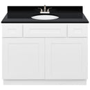 White Bathroom Vanity 42", Absolute Black Granite Top, Faucet LB5B AB434-42AW-5B