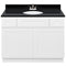 White Bathroom Vanity 42", Absolute Black Granite Top, Faucet LB5B AB434-42AW-5B