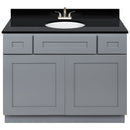 Cherry Bathroom Vanity 42", Absolute Black Granite Top, Faucet LB5B AB434-42CG-5B