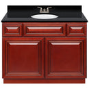 Cherry Bathroom Vanity 42", Absolute Black Granite Top, Faucet LB3B AB434-42CH-3B