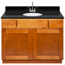 Brown Bathroom Vanity 42", Absolute Black Granite Top, Faucet LB6B AB434-42NP-6B