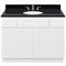 White Bathroom Vanity 42", Absolute Black Granite Top, Faucet LB4B AB438-42AW-4B