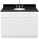 White Bathroom Vanity 42", Absolute Black Granite Top, Faucet LB7B AB438-42AW-7B