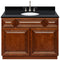 Brown Bathroom Vanity 42", Absolute Black Granite Top, Faucet LB7B AB438-42GN-7B