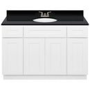 White Bathroom Vanity 48", Absolute Black Granite Top, Faucet LB3B AB494-48AW-3B