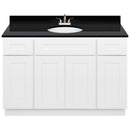 White Bathroom Vanity 48", Absolute Black Granite Top, Faucet LB5B AB494-48AW-5B