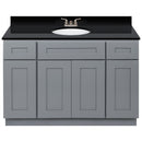 Cherry Bathroom Vanity 48", Absolute Black Granite Top, Faucet LB3B AB494-48CG-3B