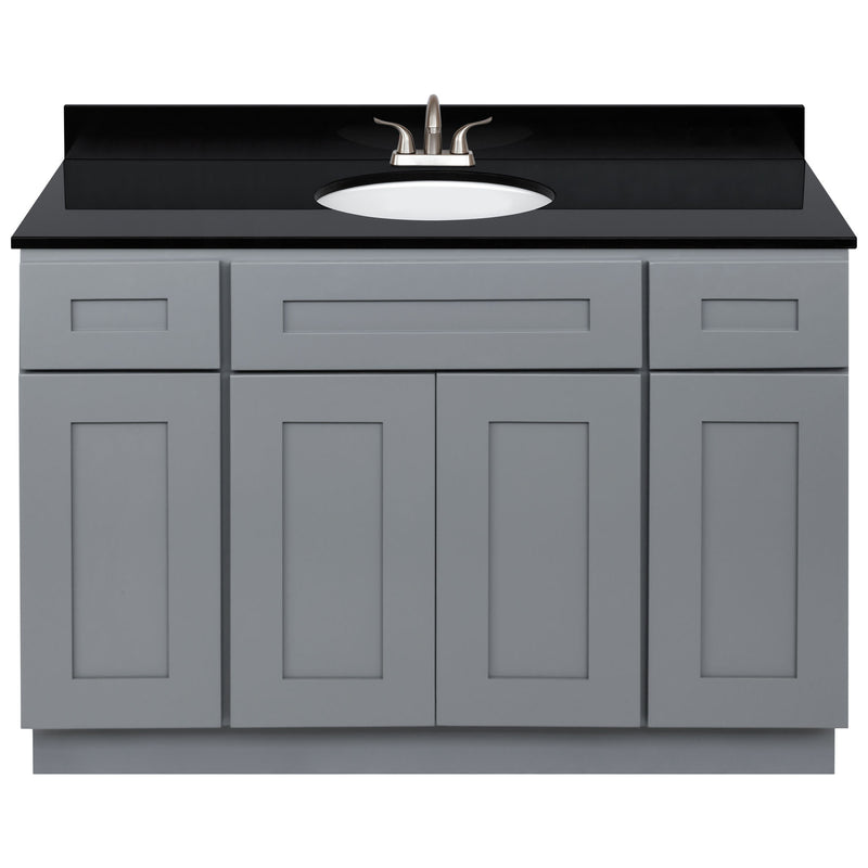 Cherry Bathroom Vanity 48", Absolute Black Granite Top, Faucet LB5B AB494-48CG-5B