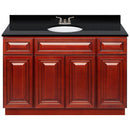 Cherry Bathroom Vanity 48", Absolute Black Granite Top, Faucet LB3B AB494-48CH-3B