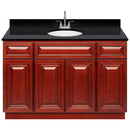 Cherry Bathroom Vanity 48", Absolute Black Granite Top, Faucet LB6B AB494-48CH-6B